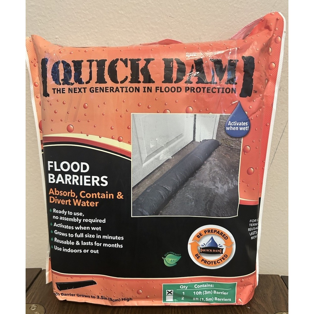 Quick Dam Water Activated 10 Ft. Flood Barrier (1-Pack) ready in minutes Absorb,
